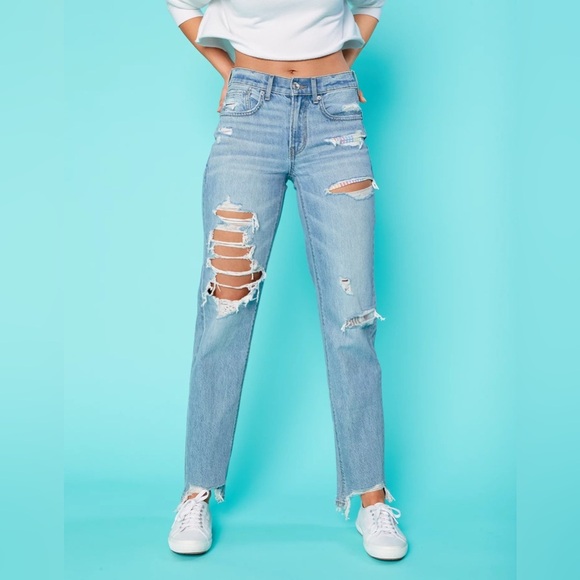 American Eagle Jeans Pride Ripped 90s Straight Rainbow Size 2 - Picture 1 of 8